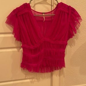 Sheer ruffled FP top